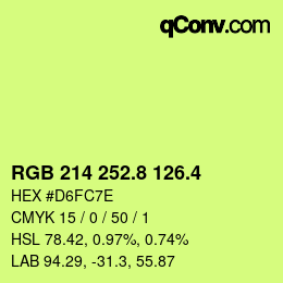 カラーコード: RGB 214 252.8 126.4 | qconv.com