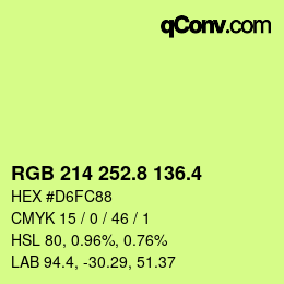 カラーコード: RGB 214 252.8 136.4 | qconv.com