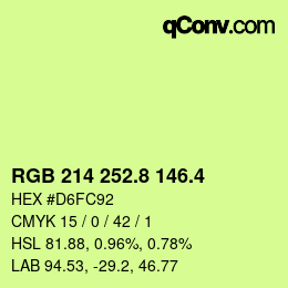 カラーコード: RGB 214 252.8 146.4 | qconv.com