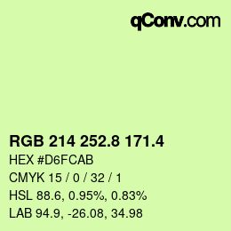 カラーコード: RGB 214 252.8 171.4 | qconv.com