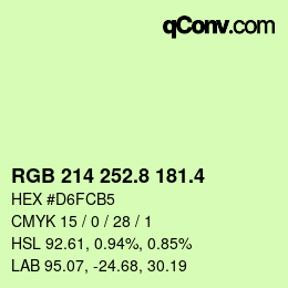 カラーコード: RGB 214 252.8 181.4 | qconv.com