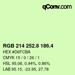 カラーコード: RGB 214 252.8 186.4 | qconv.com