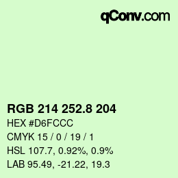 カラーコード: RGB 214 252.8 204 | qconv.com