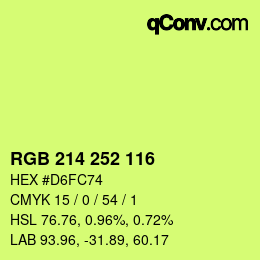 颜色代码: RGB 214 252 116 | qconv.com