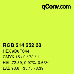 カラーコード: RGB 214 252 68 | qconv.com