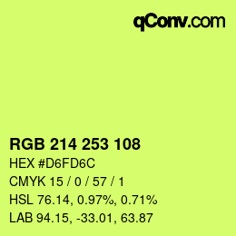 カラーコード: RGB 214 253 108 | qconv.com