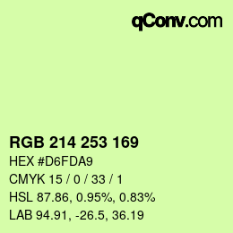 Código de color: RGB 214 253 169 | qconv.com