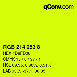 颜色代码: RGB 214 253 8 | qconv.com