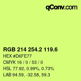 カラーコード: RGB 214 254.2 119.6 | qconv.com