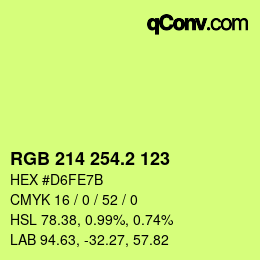 カラーコード: RGB 214 254.2 123 | qconv.com