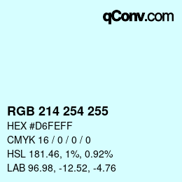 カラーコード: RGB 214 254 255 | qconv.com