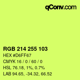 Color code: RGB 214 255 103 | qconv.com