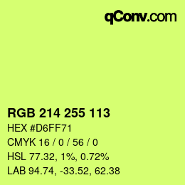 Color code: RGB 214 255 113 | qconv.com