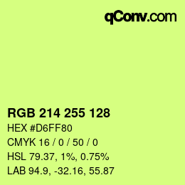 Color code: RGB 214 255 128 | qconv.com