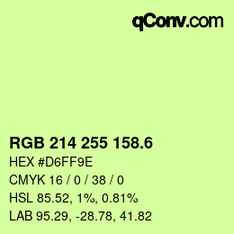 カラーコード: RGB 214 255 158.6 | qconv.com