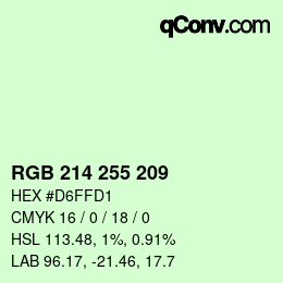 Color code: RGB 214 255 209 | qconv.com