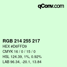 Color code: RGB 214 255 217 | qconv.com