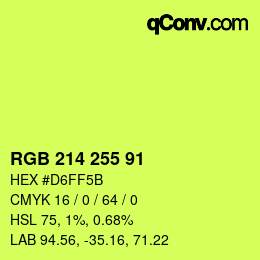Farbcode: RGB 214 255 91 | qconv.com