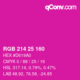 Color code: RGB 214 25 160 | qconv.com