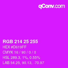 カラーコード: RGB 214 25 255 | qconv.com