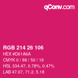 カラーコード: RGB 214 26 106 | qconv.com