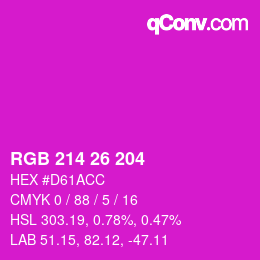 Color code: RGB 214 26 204 | qconv.com