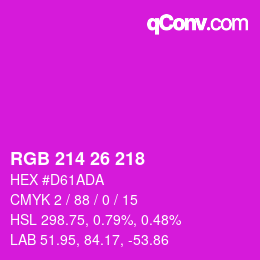 Color code: RGB 214 26 218 | qconv.com