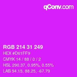 Color code: RGB 214 31 249 | qconv.com