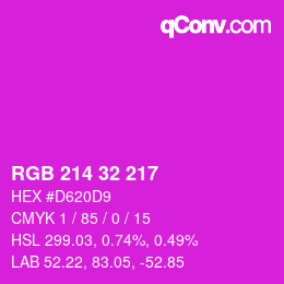 Color code: RGB 214 32 217 | qconv.com