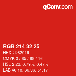 Color code: RGB 214 32 25 | qconv.com