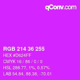 颜色代码: RGB 214 36 255 | qconv.com