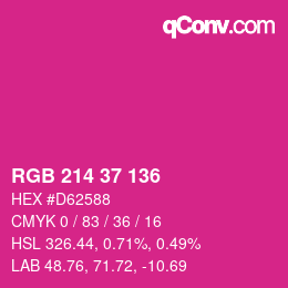 カラーコード: RGB 214 37 136 | qconv.com