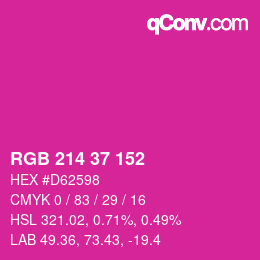 Color code: RGB 214 37 152 | qconv.com