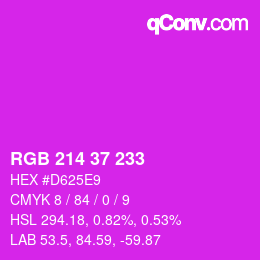 颜色代码: RGB 214 37 233 | qconv.com