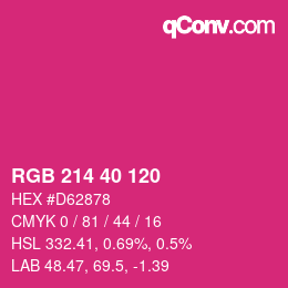 Color code: RGB 214 40 120 | qconv.com