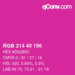 Color code: RGB 214 40 156 | qconv.com