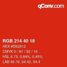 カラーコード: RGB 214 40 18 | qconv.com