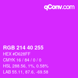 Color code: RGB 214 40 255 | qconv.com