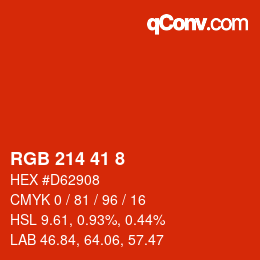 カラーコード: RGB 214 41 8 | qconv.com