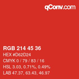 Color code: RGB 214 45 36 | qconv.com