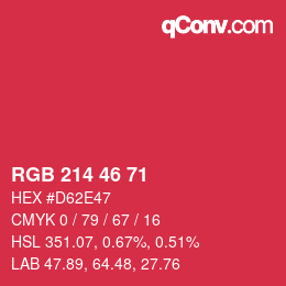 Code couleur: RGB 214 46 71 | qconv.com