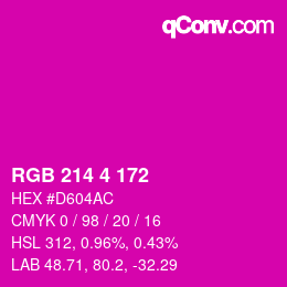 カラーコード: RGB 214 4 172 | qconv.com