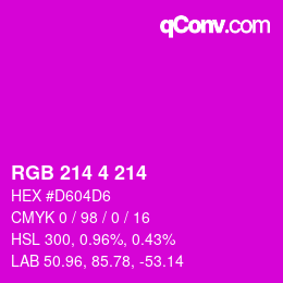 Color code: RGB 214 4 214 | qconv.com