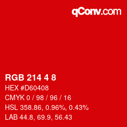 カラーコード: RGB 214 4 8 | qconv.com