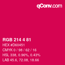 カラーコード: RGB 214 4 81 | qconv.com