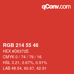 Código de color: RGB 214 55 46 | qconv.com