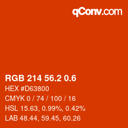 カラーコード: RGB 214 56.2 0.6 | qconv.com