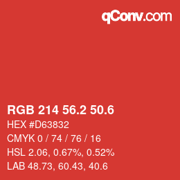 カラーコード: RGB 214 56.2 50.6 | qconv.com