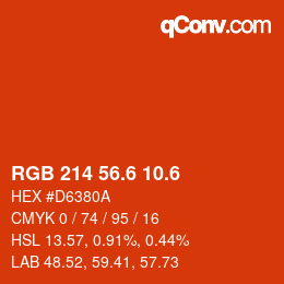 カラーコード: RGB 214 56.6 10.6 | qconv.com