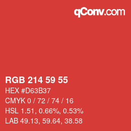 カラーコード: RGB 214 59 55 | qconv.com